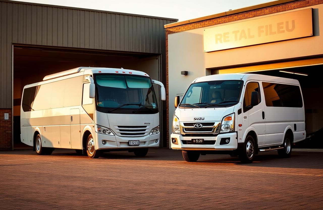 Medium Bus dan Isuzu Elf YGI siap berangkat